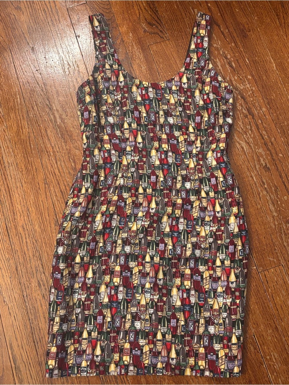 Nicole Miller Y2K 90’s Silk Wine Bottle Print Tank Dress - Multicolor Size 6